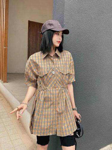 爱美欧夏季格子衬衫，女装衬衫，爱美欧