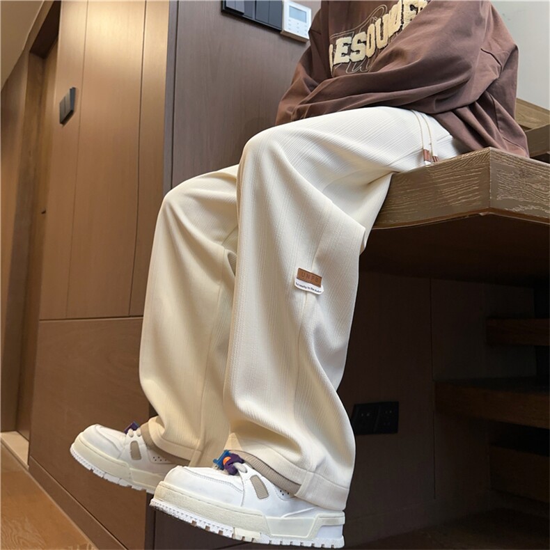 K2485批45控68假两件裤子男秋季新款肌理感长裤百搭休闲裤男裤子，男装休闲裤，电商D229A