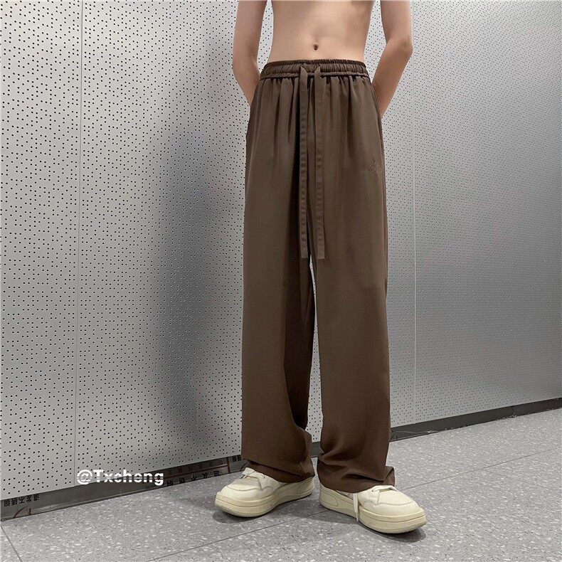 抖音品质宽松休闲裤夏季冰丝纯色长裤B315-K23372-p40控58图片