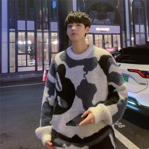 美式街头设计感圆领毛衣男慵懒风休闲针织衫M2234P68图片