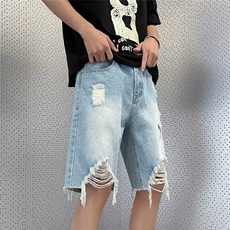 牛仔短裤男水洗纯棉五分裤宽松中裤潮6110P36，男装牛仔裤，星座410-2