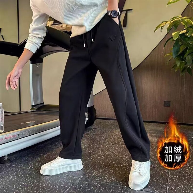 加绒加厚休闲卫裤男潮牌直筒运动裤春秋男裤2025新款冬季休闲裤图片