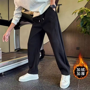 加绒加厚休闲卫裤男潮牌直筒运动裤春秋男裤2025新款冬季休闲裤图片