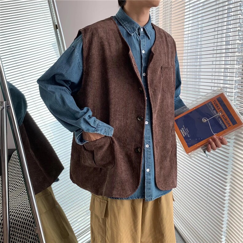 马甲男女中性风百搭复古时尚休闲灯芯绒背心上衣港风潮MJ170-P37,男装背心/马甲,星座308B-2
