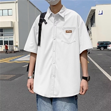 日系五分袖春夏季新款衬衫潮流慵懒男方领宽松型衬衫ED25P28，男装衬衫，星座1116-2