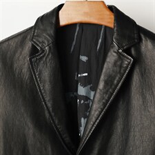 W6881男士2023秋冬新款绵羊皮油蜡皮衣男翻领休闲皮西装P750,男装皮衣,电商B360
