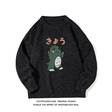 加厚加绒毛衣男大码毛线衣男针织衫M19037-P45加绒款-P65白底，男装针织衫/毛衣，电商A040A