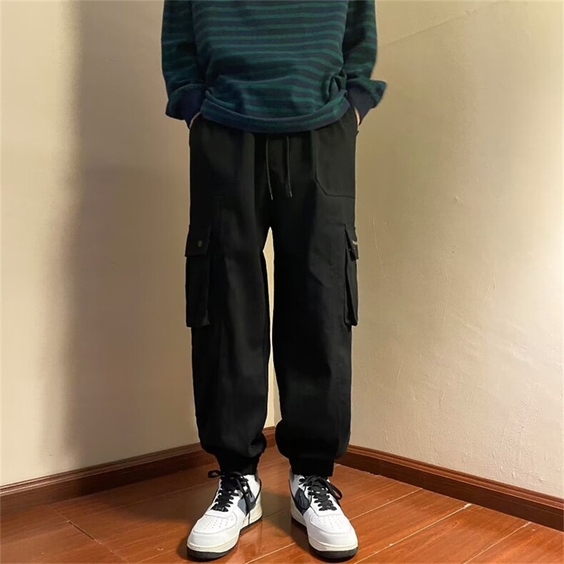 工装裤子男女春季潮牌日系复古多口袋宽松束脚休闲长裤K2725-p36,男装休闲裤,星座1008