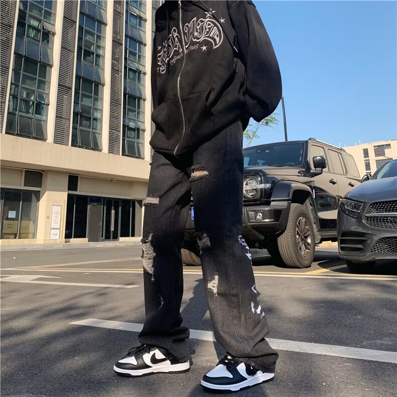 美式牛仔裤男春秋新款休闲刺绣直筒裤NG33P50,男装牛仔裤,星座1116-2