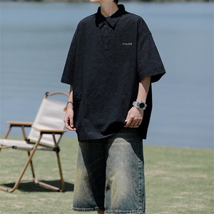 8XL-M 轻薄3D泡泡肌理感速干POLO衫男宽松印花冰丝短袖T恤CS529图片
