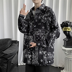 腰果花男长袖港风日系夏潮牌上衣小众炸街韩版潮流衬衫W1160-P33，男装衬衫，星座512-4