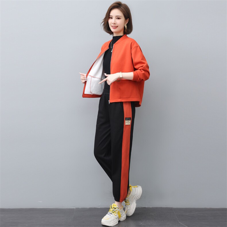 2022冬季新款时尚休闲加绒套装女宽松显瘦保暖两件套,女装套装/套裙,依恋蒂丝