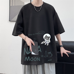 NASA联名同款麂皮绒短袖t恤男大码半袖男 JD82187-P25图片