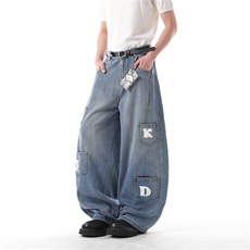 903-AK073-特P55【S-3XL】字母工装弯刀牛仔裤4，男装牛仔裤，星座903