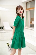 夏季镂空连衣裙，女装连衣裙，吉之红