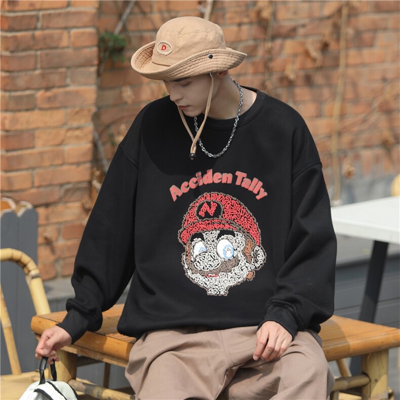 Cityboy卫衣ins港风宽松圆领百搭印花外套X5267-模特图-P55-限68图片