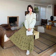 新款衬衫+半裙两件套2C007-2611-P195-K318，女装套装/套裙，2C007