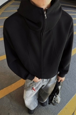 2026春季420g重磅华棉解构连帽大码卫衣外套男W5088特P60控108，女装短外套，电商A001