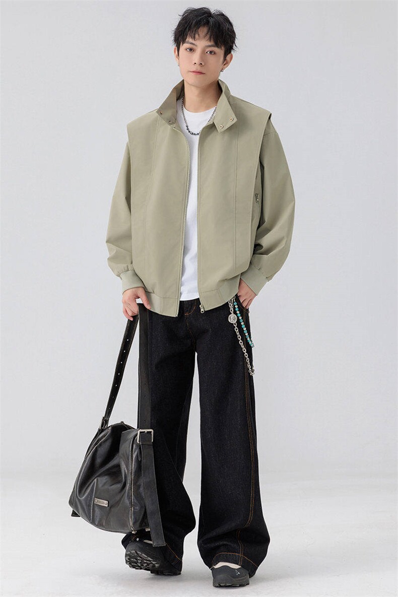 新款硬汉风户外夹克男立领纯色上衣冲锋衣外套A157B-JK7868-P70,男装夹克,电商A157B