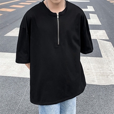 半拉链T恤男士短袖韩版潮流痞帅气夏季2024新款ins体恤ST350-P33，男装T恤，星座412-2