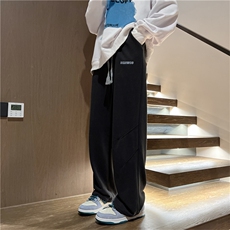 美式复古裤子男秋季宽松直筒运动卫裤ins潮牌休闲长裤K0459-P40，男装休闲裤，星座308B-1