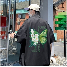 CP1158-P35夏季短袖衬衫男女款潮牌夏季宽松美式痞帅衬衣，男装T恤，电商B323A