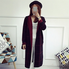 2021年秋季长袖开衫中长款直筒抽象图案针织衫/毛衣气质，女装针织衫/毛衣，奕阳依阁