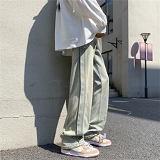 美式高街牛仔裤男韩版潮流染黄泥2023秋冬ins宽松长裤RK1182-P43，男装牛仔裤，星座412-3