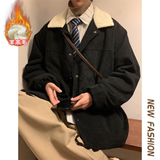 休闲宽松大码羊羔毛翻领夹克男潮灯芯绒棉服外套M82-特P78控138，男装夹克，电商A001