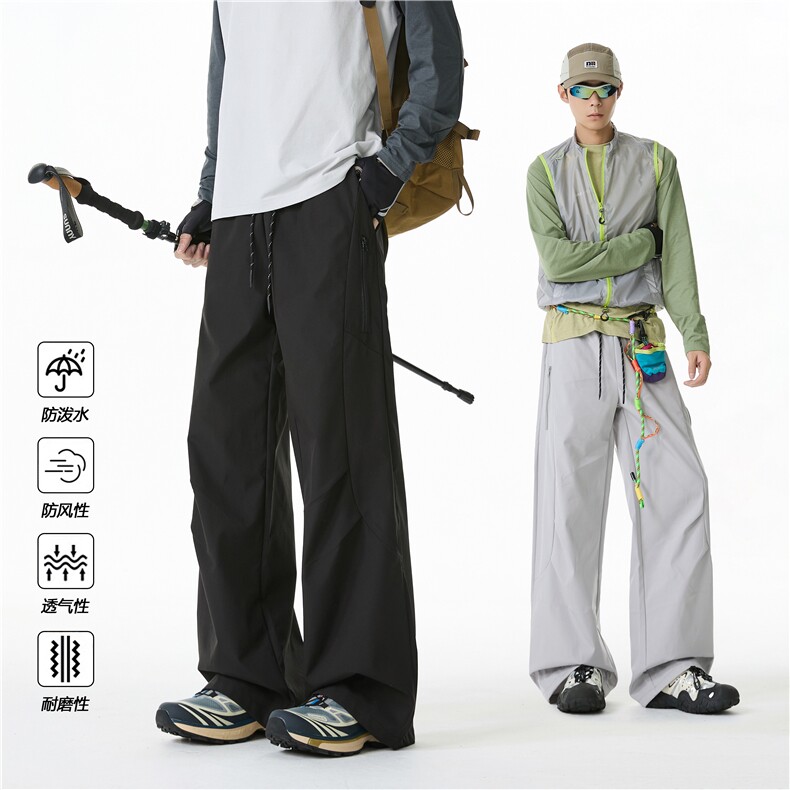 秋季新款户外机能褶皱拼接设计休闲冲锋裤B315-K25335-特p35控68图片