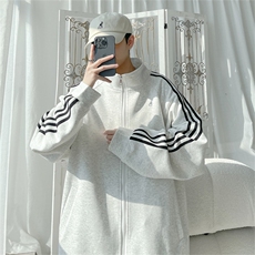 WY5019/P65春装新款高品质不起球织带设计开衫卫衣男潮宽松外套，女装短外套，电商A141