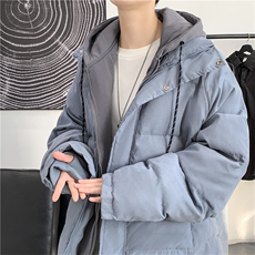 港风假两件衣男连帽服反光加厚袄外套X1213-W969-P120，男装棉衣，星座1213