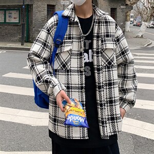 小香风翻领外套男2023秋季韩版潮流帅气港风宽松夹克 W2875-P60图片