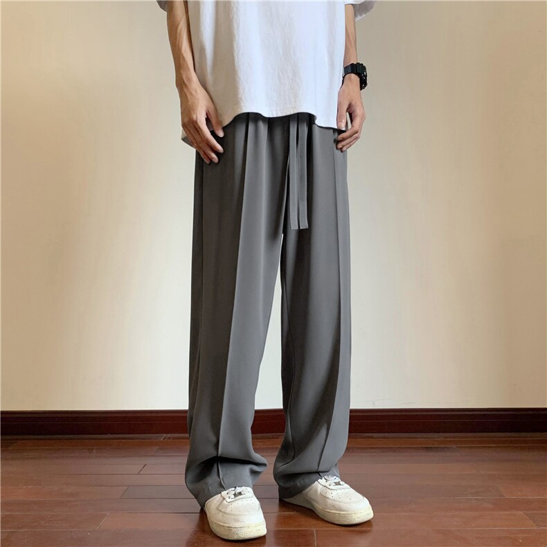 抖音春秋高克重宽松休闲裤拖地裤垂感小西裤K2675-特P32,男装西裤,电商A099