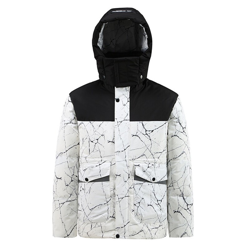 现货足冬装新款情侣羽绒服时尚大口袋连帽迷彩羽绒外套8602-P150图片