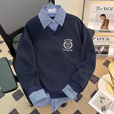 美式学院风假两件情侣卫衣男女春秋设计感长袖上衣外套WB446-P53，男装卫衣，星座412-2