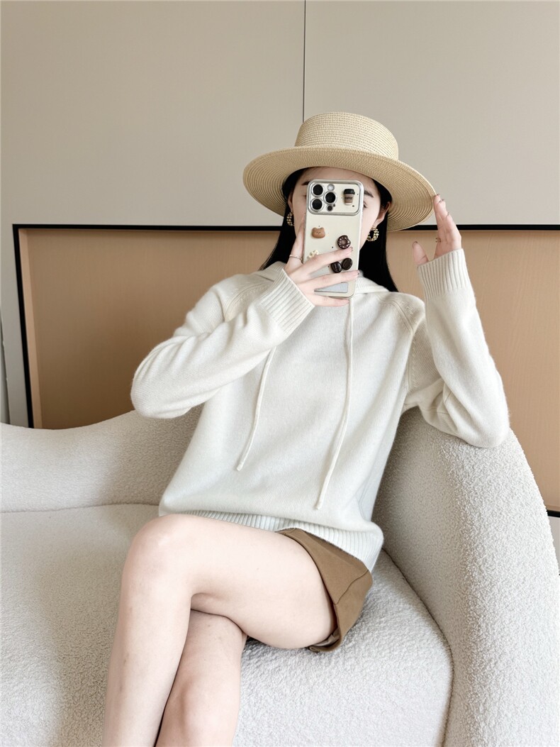 2025年秋季女士连帽卫衣，女装羊绒衫，米哆哆羊绒