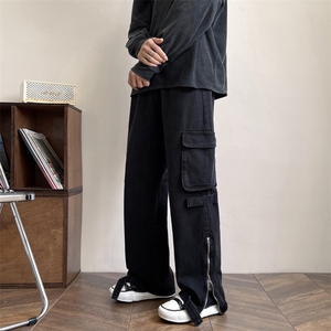 复古牛仔裤子男秋季设计感小众高街vibe潮牌宽松工装长裤N812-P48图片