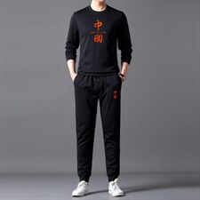 中青年运动套装春季休闲爸爸装圆领套头卫衣运动服春秋针织衫,男装休闲套装,电商B212（原钱塘6029）