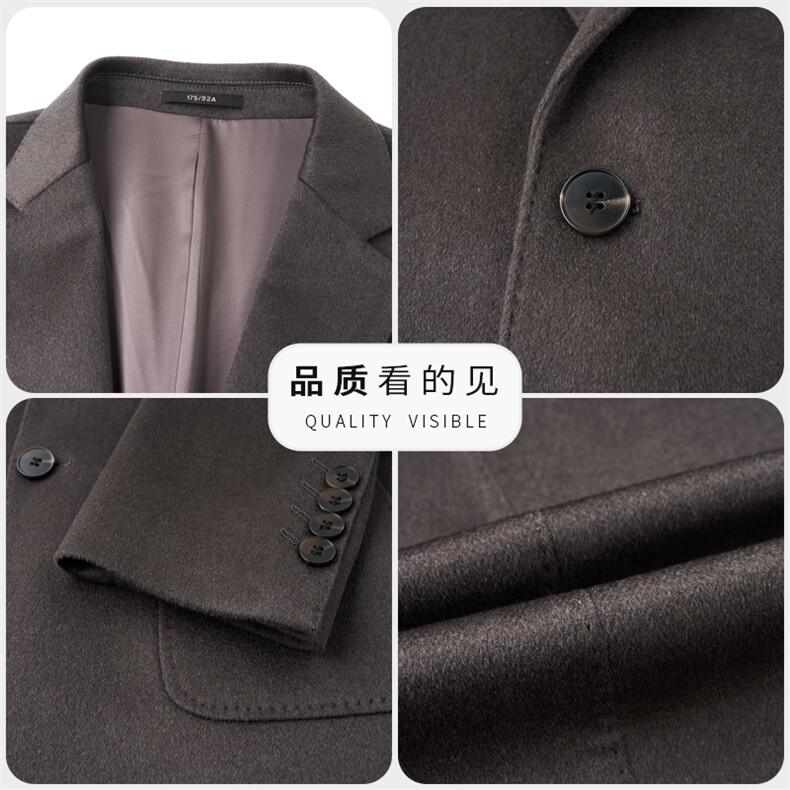 高端中年绵羊毛休闲西服大衣男士秋冬中老年绵羊毛双面呢大衣,男装西服,钱塘723