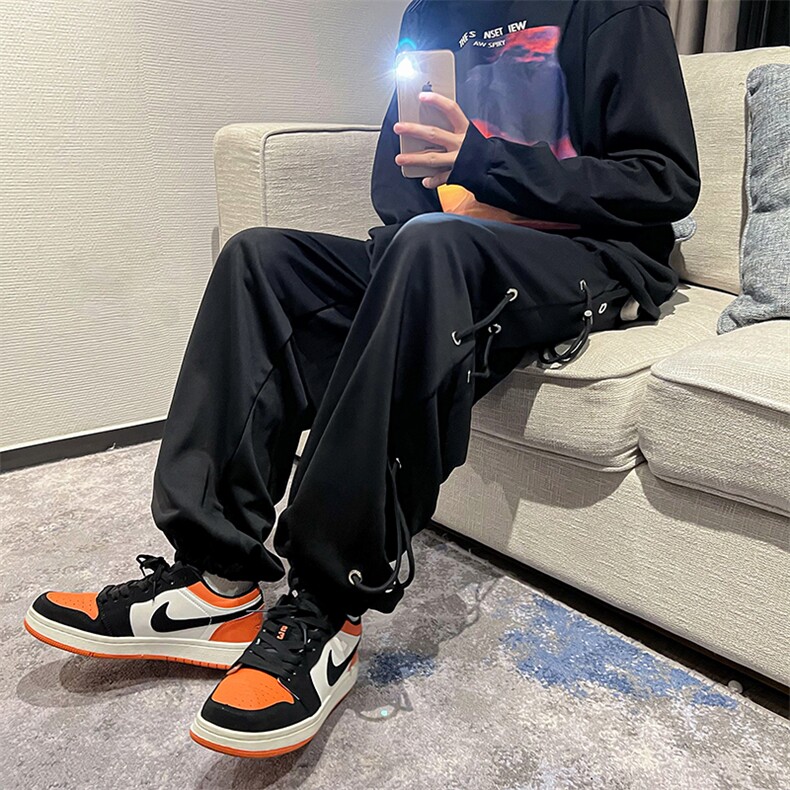 2021大码S-3XL抽绳男直筒宽松港风ins设计感休闲长裤K1730-P32,男装休闲裤,星座512-4