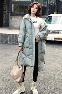 2020冬季新款韩版大码女装中长款加厚羽绒服兔毛拼接保暖时尚潮图片