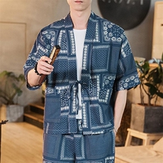 夏季大码风道袍棉麻开衫男女薄款衬衫日系和服外套潮F03/P45，男装衬衫，钱塘713