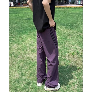 条纹设计感休闲工装卫裤男夏季薄款宽松街舞阔腿长裤 K46图片