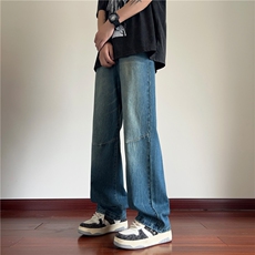 美式复古夏季vibe直筒微喇裤水洗宽松牛仔裤B315-K24188-p60控78，男装牛仔裤，电商B315