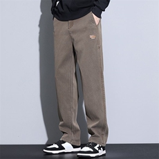 秋冬男士商务微阔腿裤时尚潮流男装长裤秋季厚款莱赛尔H9036现货，男装休闲裤，星座224-1