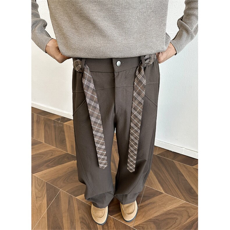 美式腰带设计弯刀裤大码阔腿休闲裤K24060特P48K24060J加绒特P58，男装休闲裤，电商A001-1