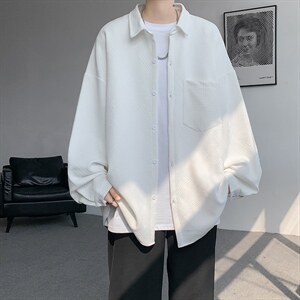 衬衫男春季新款港风宽松大码提花长袖衬衣CS026-P42图片