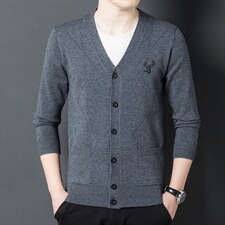 男冬季针织V领针织开衫上衣中年男居家打底毛衣上衣XXH8917-P90,男装背心/马甲,电商B212（原钱塘6029）