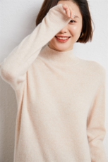 时尚优雅女式半高领材质舒适保暖简约百搭，女装羊毛衫，尚达羊绒